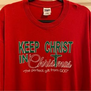 Keep Christ in Christmas Custom Red Jesus Tee XXL